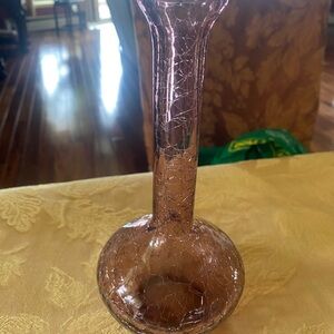Purple Crackle Glass Bud Vase -